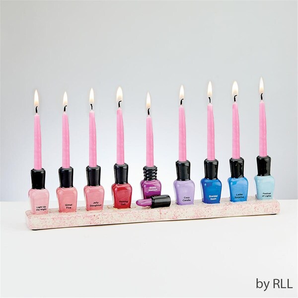 Rite Lite Nail Polish Hand-Painted Ceramic Menorah - MFR-23