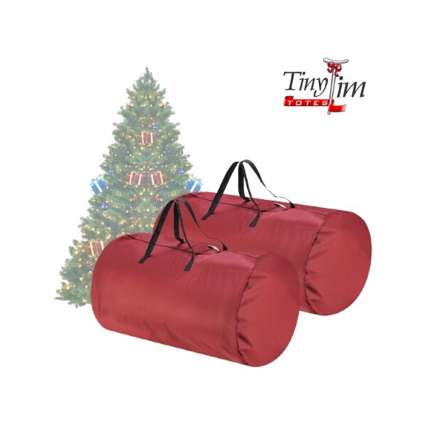 Hastings Home Set of 2 Christmas Tree Storage Canvas Bags, 7.5-16-feet Artificial Trees, for Decorations (Red) - 811774CPE