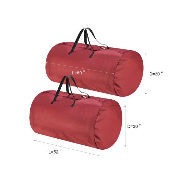 Hastings Home Set of 2 Christmas Tree Storage Canvas Bags, 7.5-16-feet Artificial Trees, for Decorations (Red) - 811774CPE