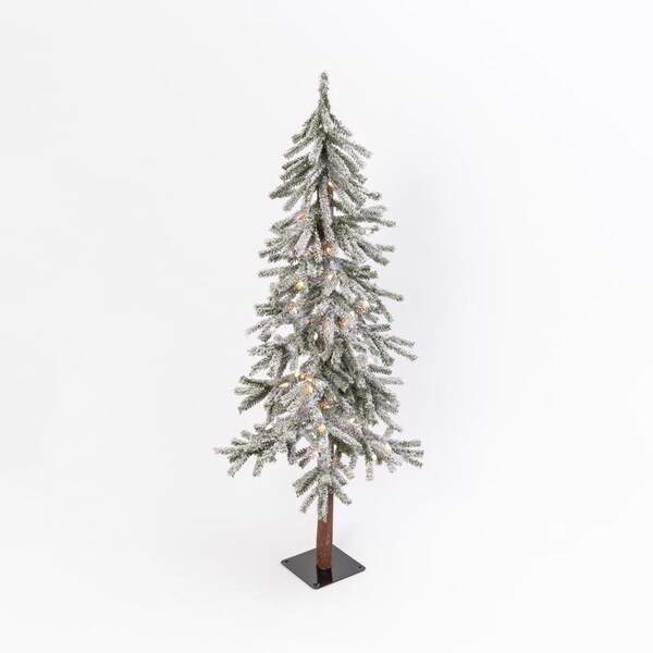 L & L Gerson 5 ft. Slim Incandescent 150 ct Flocked Alpine Christmas Tree - 2604780
