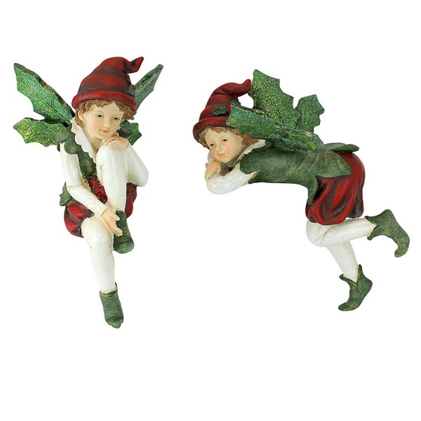 Design Toscano Santa's Christmas Elves Shelf Sitter Statues, PK 2 - LY97102