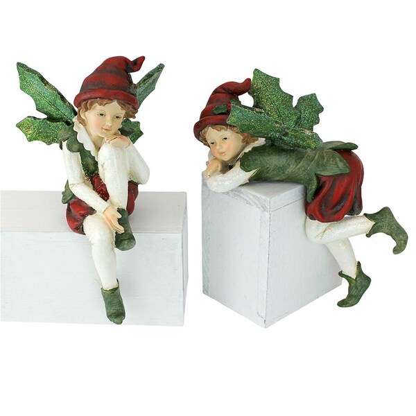 Design Toscano Santa's Christmas Elves Shelf Sitter Statues, PK 2 - LY97102