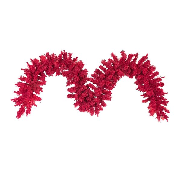 Vickerman 9 ft. x 14 in. Unlit Flocked Red Fir Garland with 210 Tip Count, 6PK - K168114