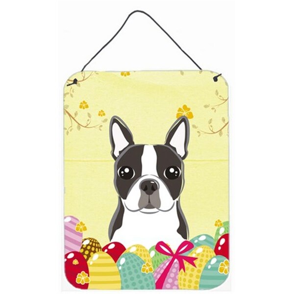 Carolines Treasures Boston Terrier Easter Egg Hunt Wall or Door Hanging Prints - BB1885DS1216