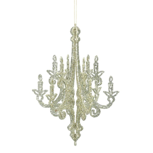 Vickerman 12 in. Champagne Glitter Chandelier Ornament, 3PK - M170112