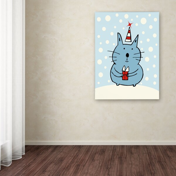Trademark Fine Art Carla Martell 'Christmas Snow Cat' Canvas Art, 24x32 - ALI0507-C2432GG