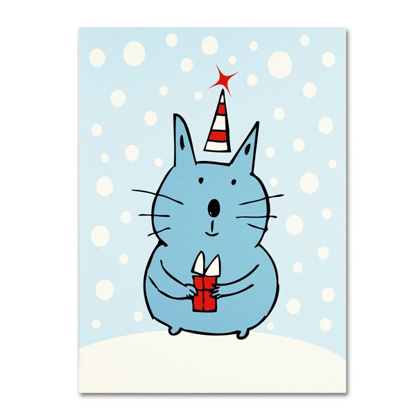 Trademark Fine Art Carla Martell 'Christmas Snow Cat' Canvas Art, 24x32 - ALI0507-C2432GG