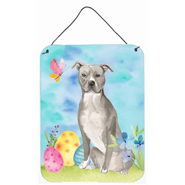 Carolines Treasures Staffordshire Bull Terrier Easter Wall or Door Hanging Print - BB9605DS1216
