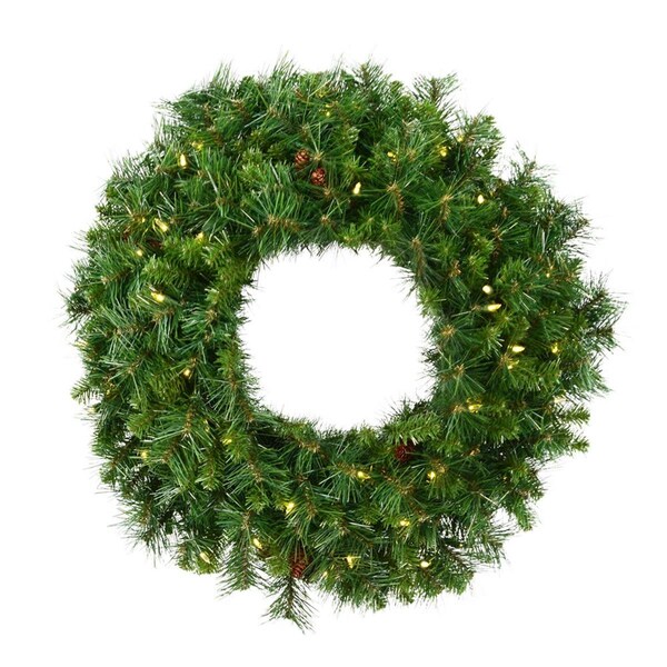 Vickerman 36 in. Cheyenne Pine Artificial Christmas Wreath with 100 Warm White LED Light, 4PK - A801037LED