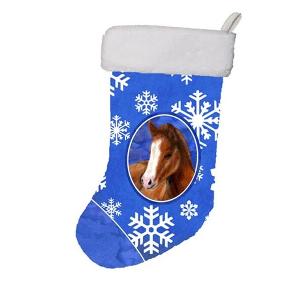 Carolines Treasures Carolines Treasures SB3142-CS 11 x 8 In. Horse Foal Winter Snowflakes Holiday Christmas Stocking - SB3142-CS