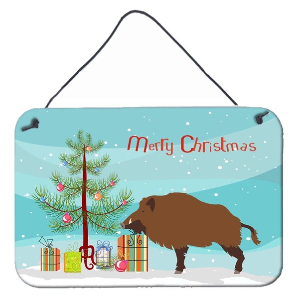 Carolines Treasures Wild Boar Pig Christmas Wall or Door Hanging Prints - BB9303DS812