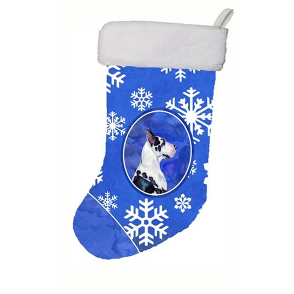 Carolines Treasures Carolines Treasures LH9281-CS 11 x 18 in. Great Dane Winter Snowflakes Snowflakes Holiday Christmas Stocking - LH9281-CS