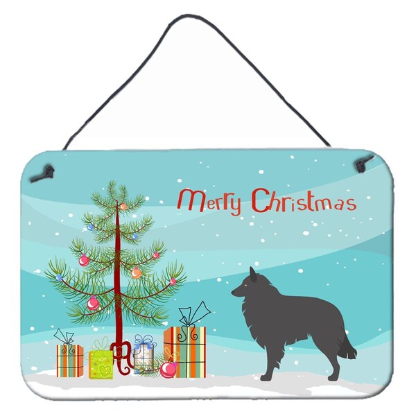 Carolines Treasures Groenendael Belgian Shepherd Christmas Wall or Door Hanging Prints - BB8463DS812