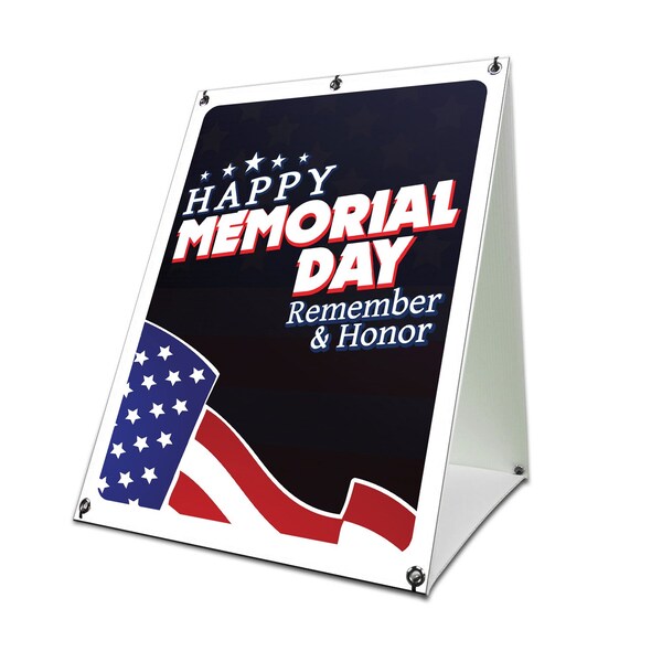 Signmission Happy Memorial Day, 24 Inch x 18 Inch A-frame Yard Sign, Coroplast Yard Sign - SBC-1824-30391