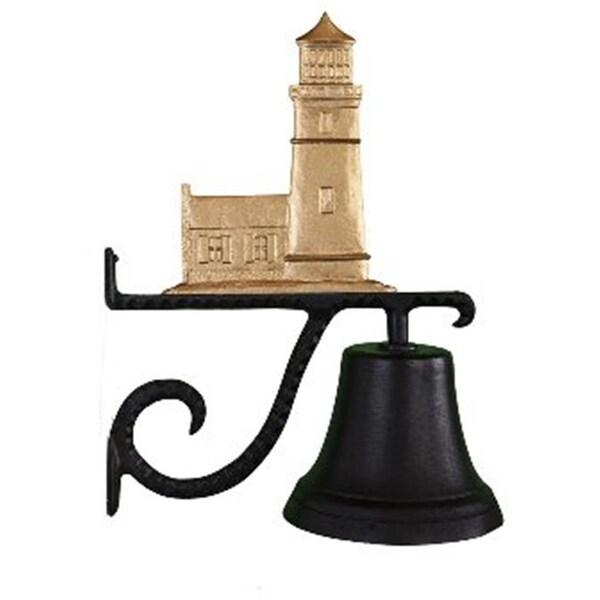 Swivel Cast Bell With Gold Bronze Cottage Lighthouse Ornament - SW804986