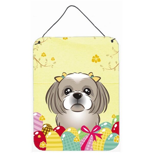 Carolines Treasures Gray Silver Shih Tzu Easter Egg Hunt Wall or Door Hanging Prints - BB1932DS1216