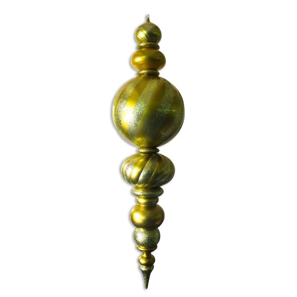 Queens Of Christmas 60 in. Jumbo Finial Ornament with Glittered Stripes, Gold - ORN-OVS-FIN-60-GO