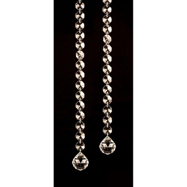 Queens Of Christmas 39 in. Single Strand Christmas Curtain Bead, Clear, 2PK - CRY-39-2PK