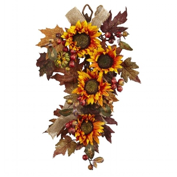 Nearly Natural 24 in. Sunflower and Berry Teardrop - 4868