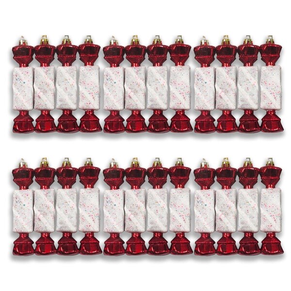 Queens Of Christmas Candy Shaped Ornament, White, 24PK - ORN-24PK-CDY