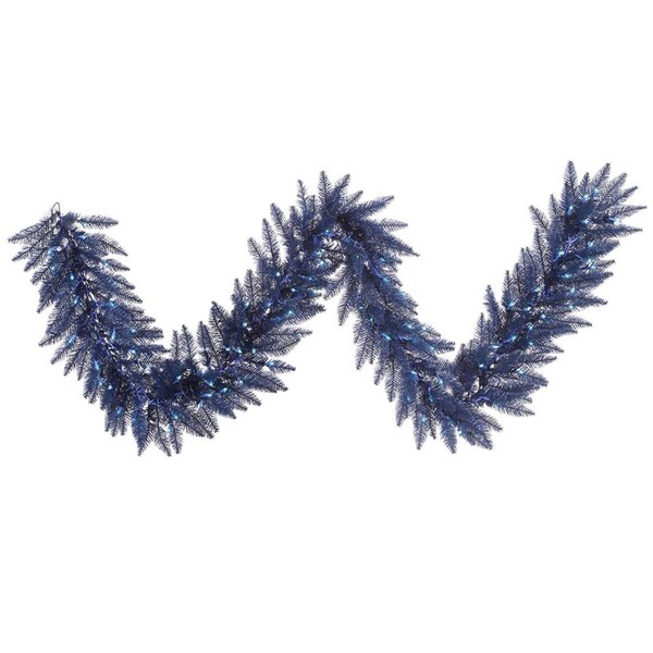 Vickerman Navy Blue Dura-Lit Garland with Blue LED Lights, 9 ft. x 14 in. - K160715LED