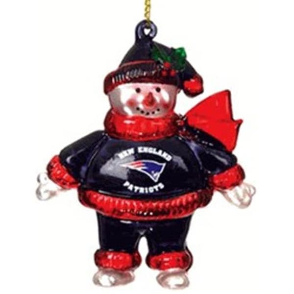 Caseys New England Patriots Ornament 2 3/4 Inch Crystal Snowman - 194672343