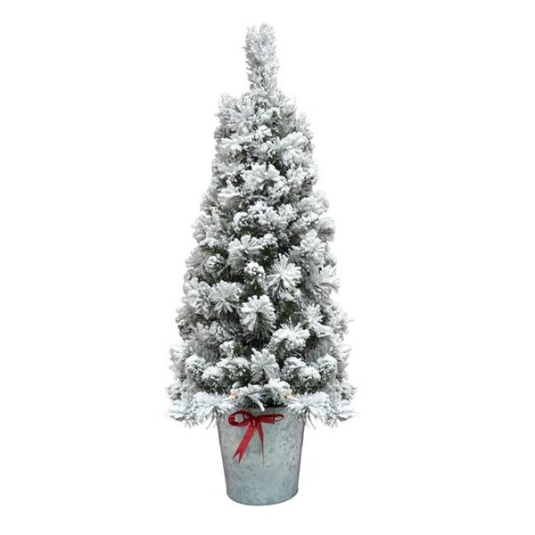 Jeco Jeco CH-CT85 4 ft. Flocked Pot Christmas Tree - CH-CT85