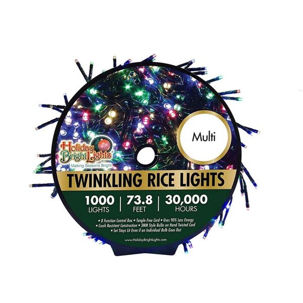 Maquina 74 ft. Twinkling Cluster Rice Christmas Light Reel - Multicolor, 1000 Lights - MA3669002