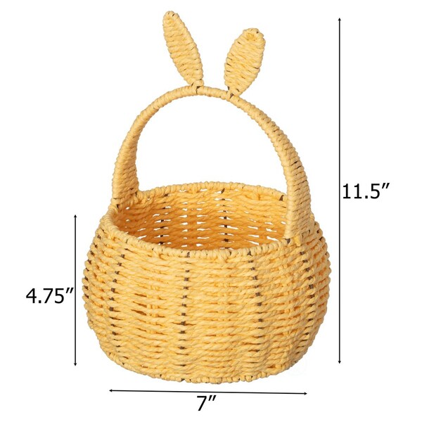 Wickerwise Hand-Woven Easter Bunny Ear Basket with Handle - Multi-Purpose Paper Rope Wicker Basket for - QI004723.YL