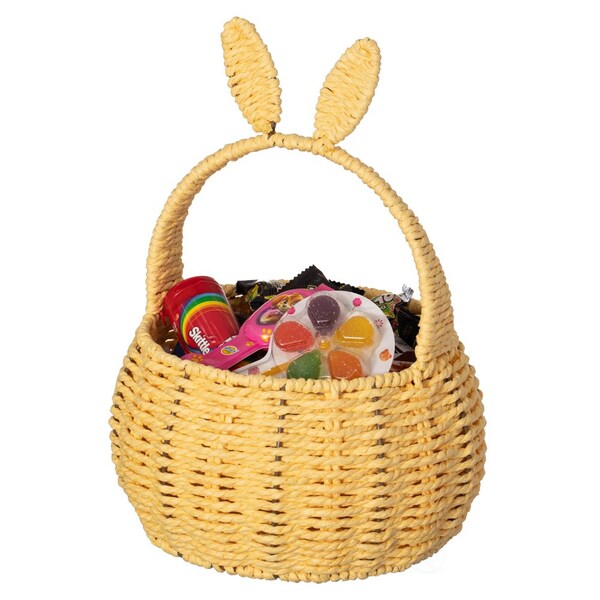 Wickerwise Hand-Woven Easter Bunny Ear Basket with Handle - Multi-Purpose Paper Rope Wicker Basket for - QI004723.YL