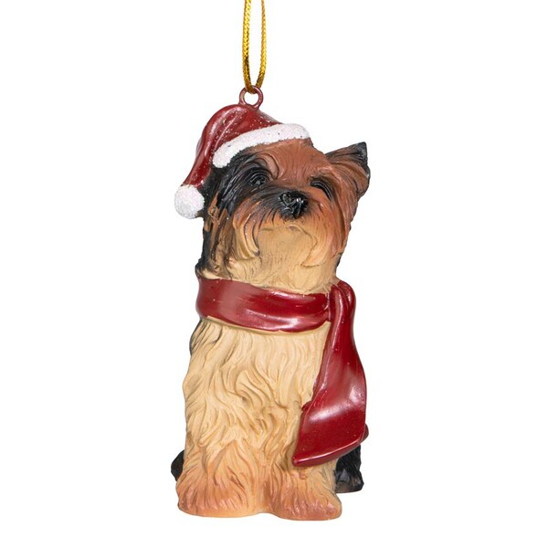 Design Toscano Yorkshire Terrier Holiday Dog Ornament Sculpture - JH576319