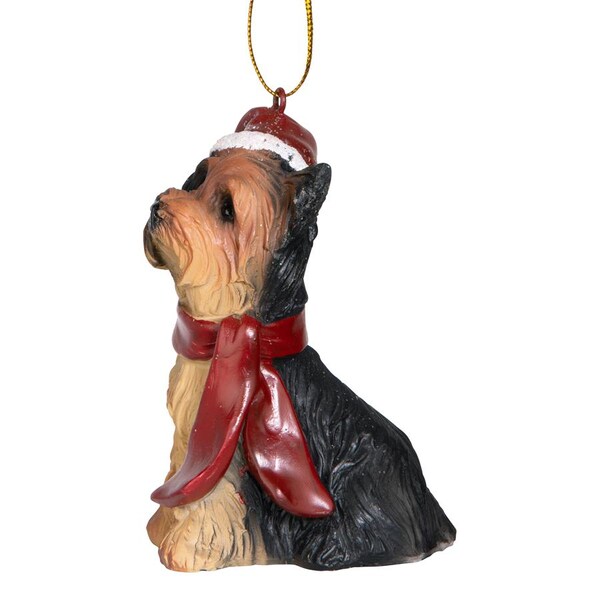 Design Toscano Yorkshire Terrier Holiday Dog Ornament Sculpture - JH576319