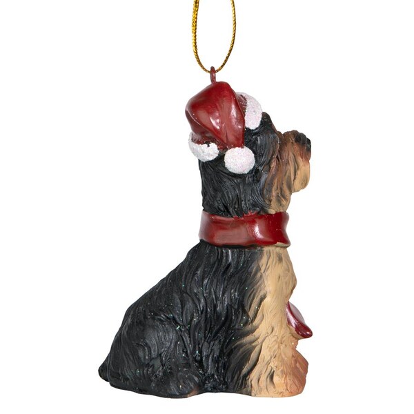 Design Toscano Yorkshire Terrier Holiday Dog Ornament Sculpture - JH576319