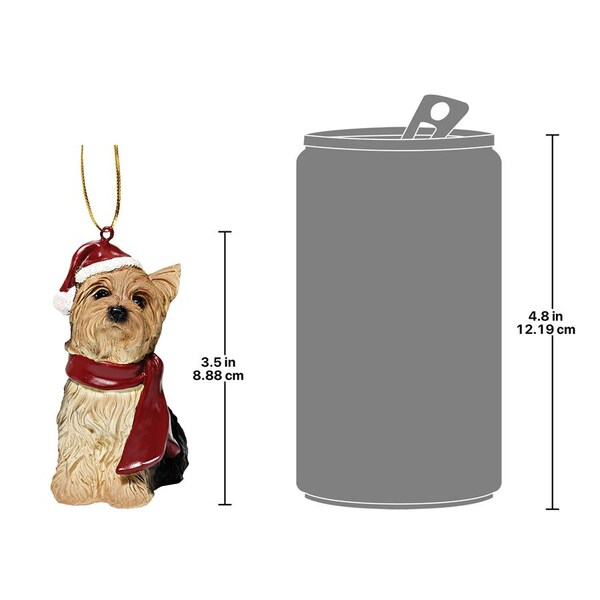 Design Toscano Yorkshire Terrier Holiday Dog Ornament Sculpture - JH576319