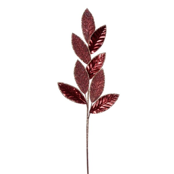 Vickerman 27.5 in. Metallic Leaf Glitter Spray, Burgundy - 3 per Bag - RG220765