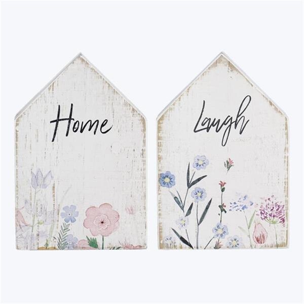 Youngs Wood Home & Laugh House Shape Tabletop, Assorted Color - 2 Piece - 72555