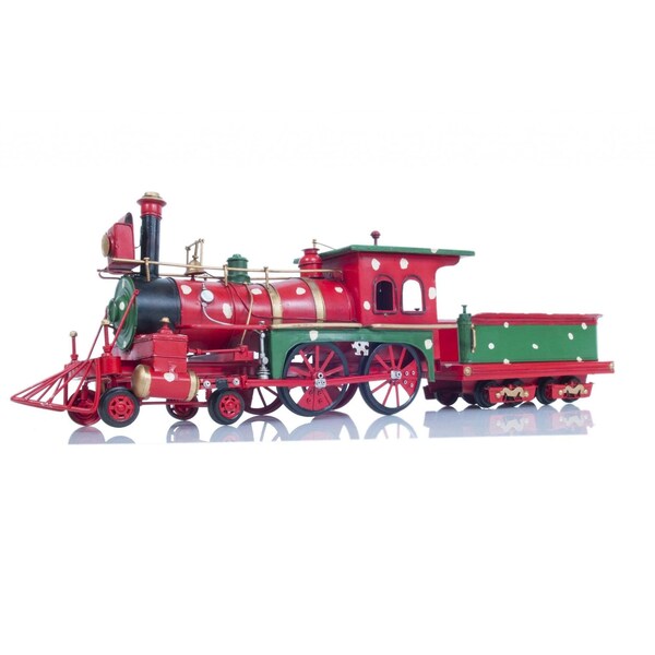 Homeroots Multi Color TinMetal Handmade Christmas Train Model 6 x 27.5 x 8.5 in. - 364190