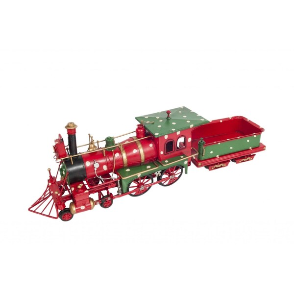 Homeroots Multi Color TinMetal Handmade Christmas Train Model 6 x 27.5 x 8.5 in. - 364190