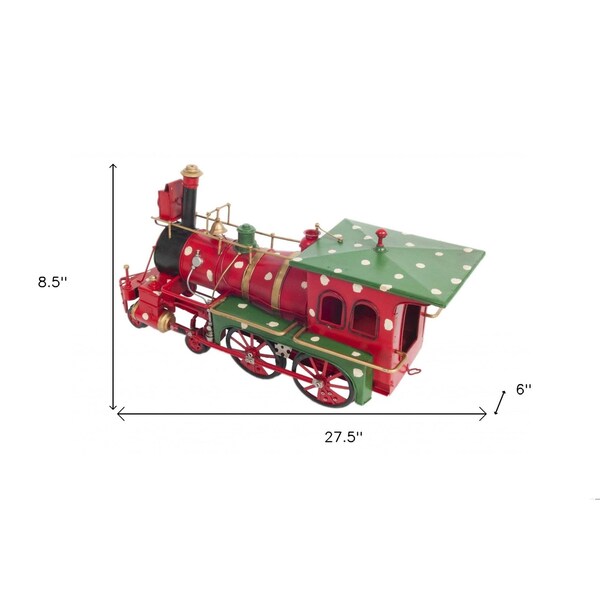 Homeroots Multi Color TinMetal Handmade Christmas Train Model 6 x 27.5 x 8.5 in. - 364190