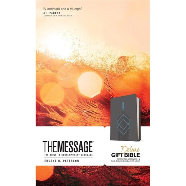 Omg The Message Deluxe Gift Bible, Charcoal Ascension & Blue Diamonds Leather - OM3327556
