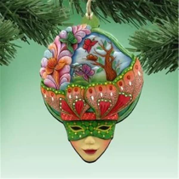 Gloriousgifts 8161037 Butterfly Mask Wooden Ornament Set of 2 - GL1763644