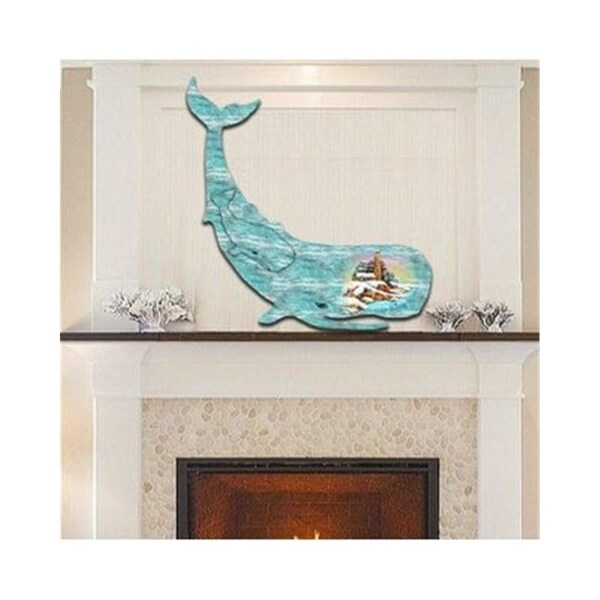 Gloriousgifts 8198516 Whale Scenic Wooden Christmas Ornament Set of 2 - GL1800212