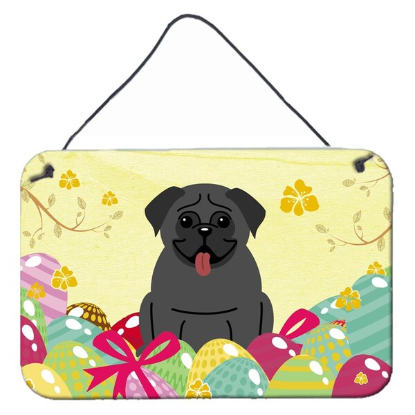 Carolines Treasures Easter Eggs Pug Black Wall or Door Hanging Prints - BB6006DS812