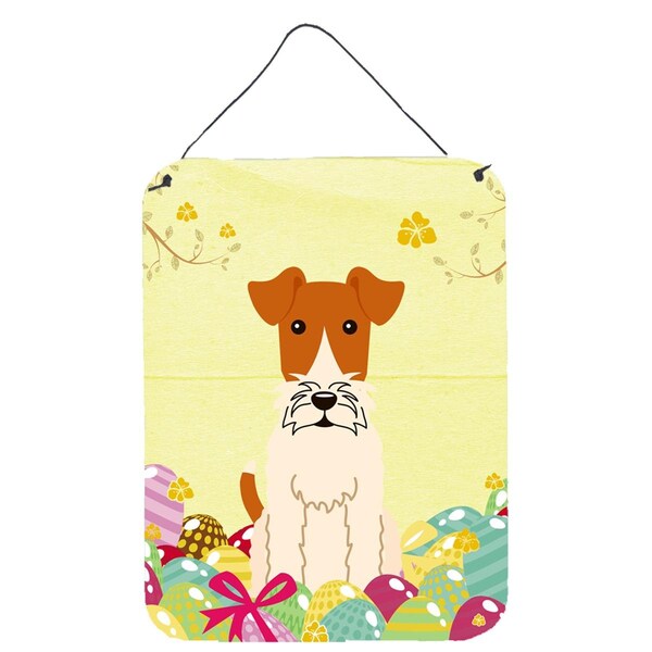 Carolines Treasures Easter Eggs Wire Fox Terrier Wall or Door Hanging Prints - BB6101DS1216