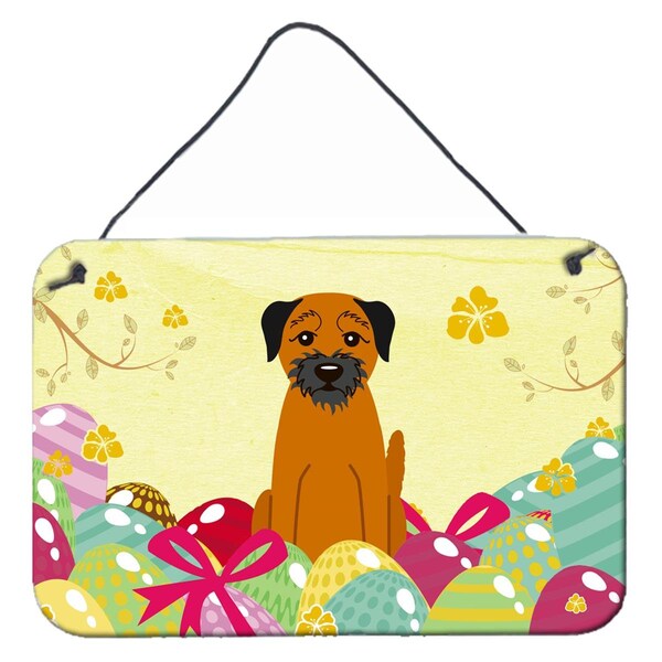 Carolines Treasures Easter Eggs Border Terrier Wall or Door Hanging Prints - BB6039DS812