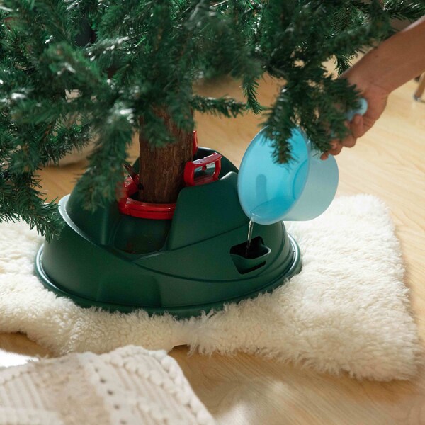 Gardenised Indoor Automatic Green Christmas Tree Stand With Water Reservoir, Adjustable Metal Claws - QI004591