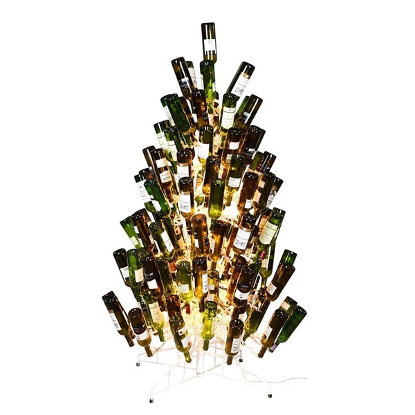 Vickerman 4 ft. x 30 in. White Wine Bottle Christmas Tree with Dura-Lit 200 Clear Light - K181241
