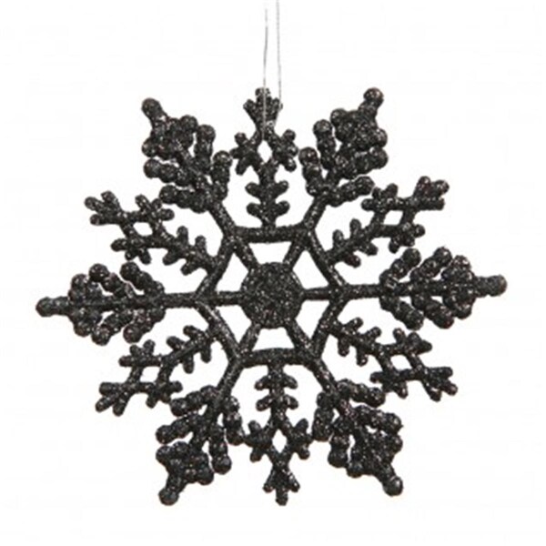 Vickerman 6.25 in. Black Glitter Snowflake 12-Pvc Box - M101517