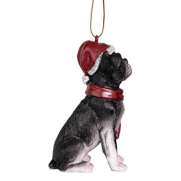 Design Toscano Boston Terrier Holiday Dog Ornament Sculpture - JH576302