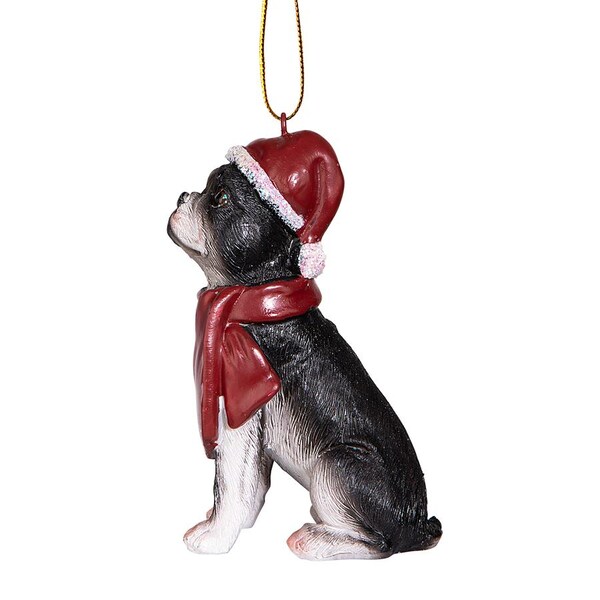 Design Toscano Boston Terrier Holiday Dog Ornament Sculpture - JH576302